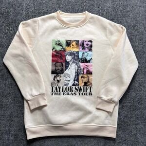 Taylor Swift The Eras Tour Sweatshirt Womens XL Cream Graphic Pullover Merch